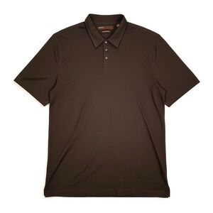 Perry Ellis Travel Luxe Polo Mens 3XLT Brown Short Sleeve Cotton Blend Shirt